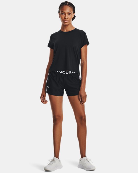 Women's UA Play Up Inset Printed Shorts, Black, pdpMainDesktop image number 2
